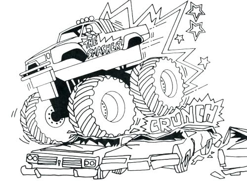 500x368 Monster Truck Coloring Pages Lifted Trucks Coloring Sheets Free