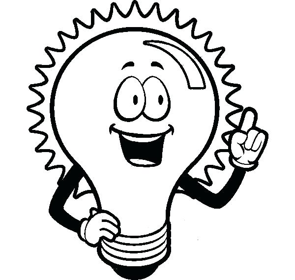 600x569 Light Coloring Pages Light Coloring Page Light Bulb Shining