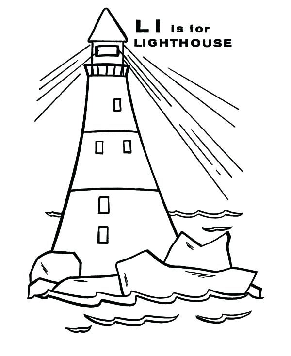 600x734 Lighthouse Coloring Pages With A Boat Free Printable Coloring
