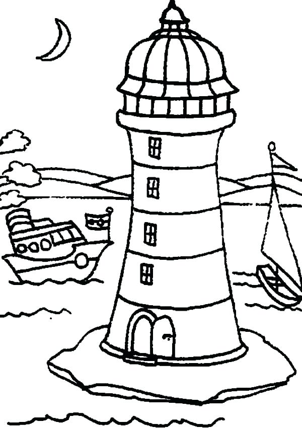 600x850 Lighthouse At Coastline Coloring Pages Coloring Page Free Coloring