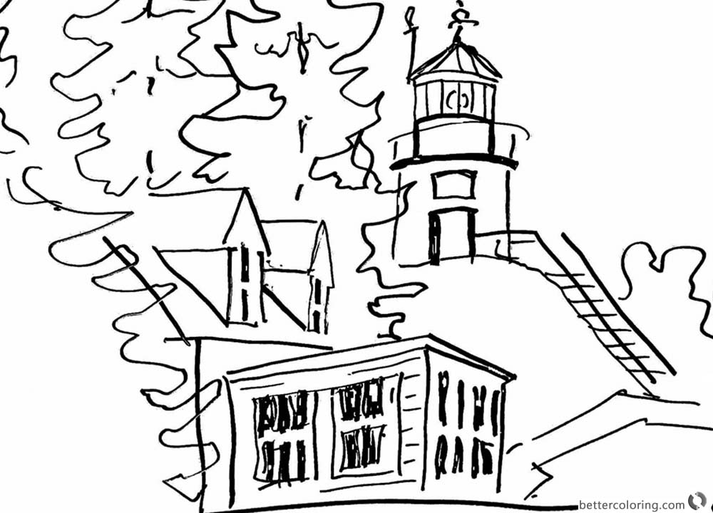 1000x720 Sketch Lighthouse Coloring Pages