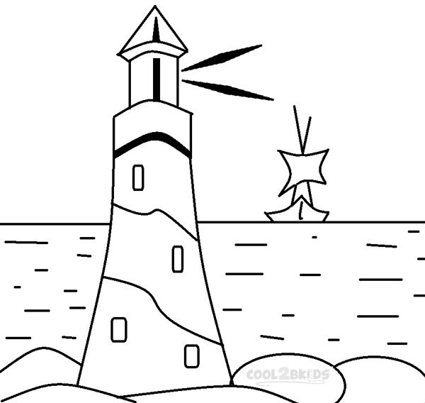 600x568 Cozy Design Lighthouse Coloring Pages Printable For Kids