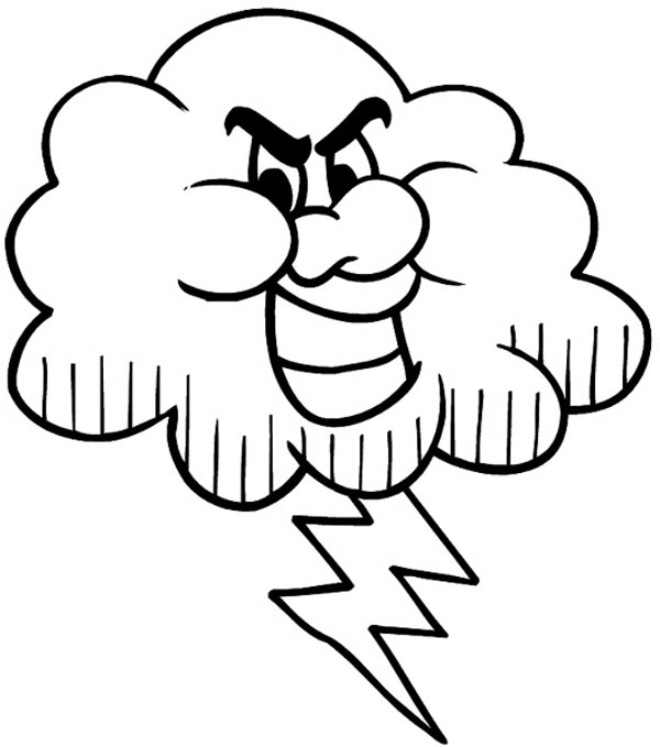 600x679 Cloud Lightning Bolt Coloring Page