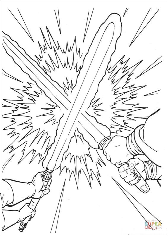 567x794 Lightsaber Duel Coloring Page Free Printable Coloring Pages