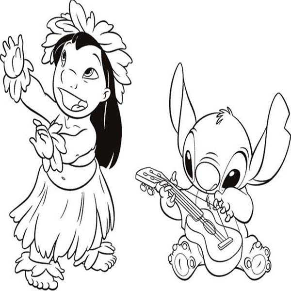 600x600 Stitch Playing Guitar While Lilo Dance In Lilo Stitch Coloring