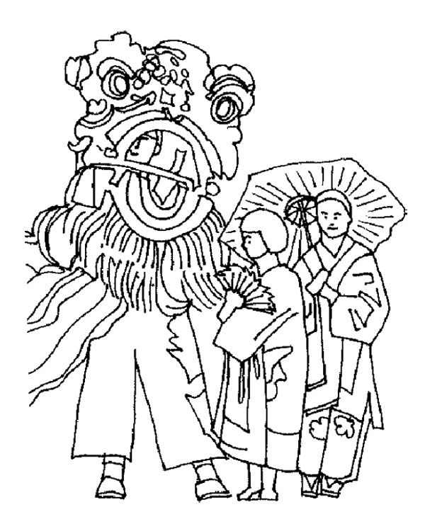 600x740 Celebrate Chinese New Year With Lion Dance Coloring Page Kids