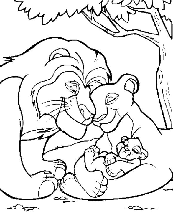 587x723 Simba The Lion King With Family Coloring Pages Colouring