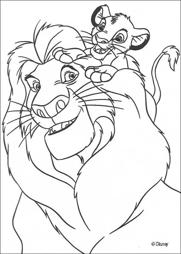 607x850 Simba With Mufasa Coloring Page Lion King Baby Shower