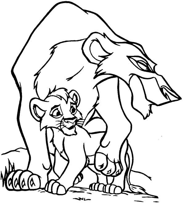 600x658 Scar And His Son The Lion King Coloring Page