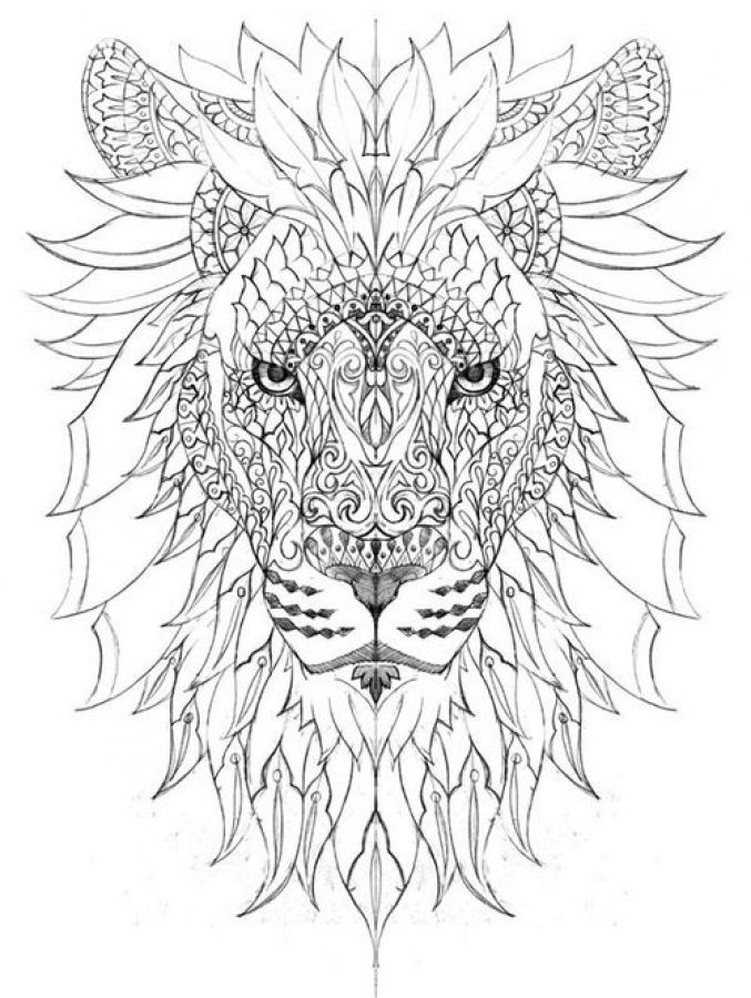 677x900 Impressive Dodle Art Of Lion Difficult Coloring Pages For Adults