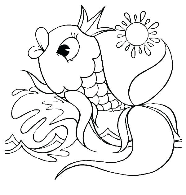 600x627 Lips Coloring Pages Fish Wearing A Crown With Kissing Lips