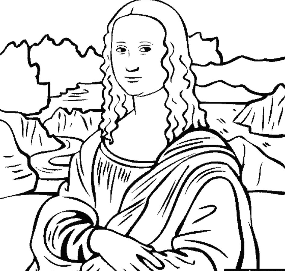 945x900 Mona Lisa Line Drawing Lovely Coloring Page Monalisa Pages