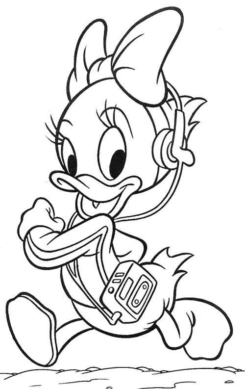 500x793 Baby Daisy Duck Listening To Music Coloring Page Disney