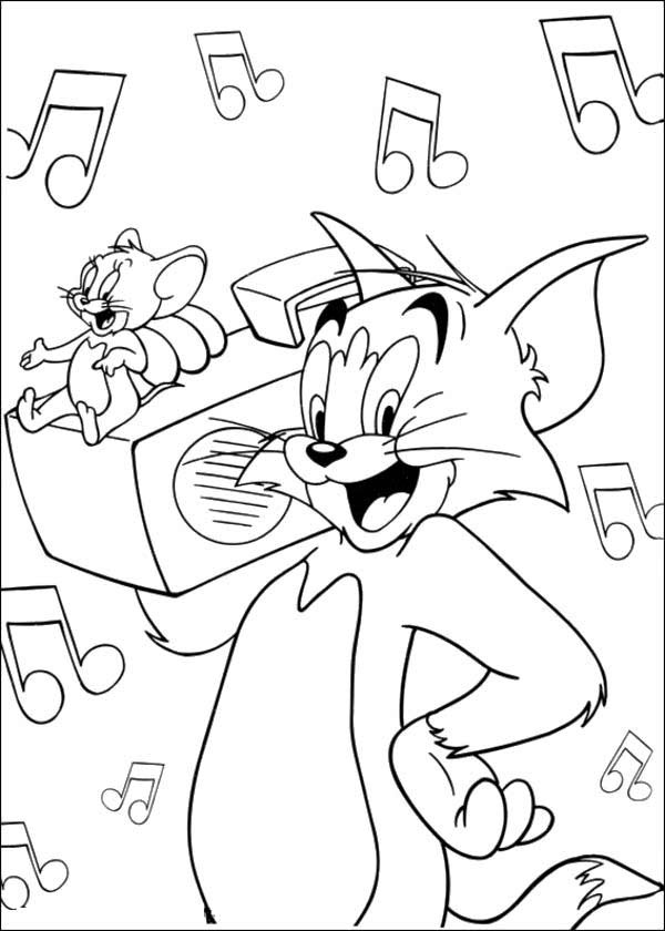 600x840 Tom And Jerry Listening To Music Coloring Page Coloring Pages