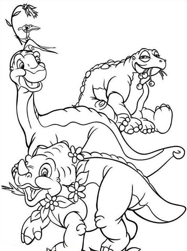 600x806 Little Foot Cera Petrie And Spike Land Before Time Coloring Page