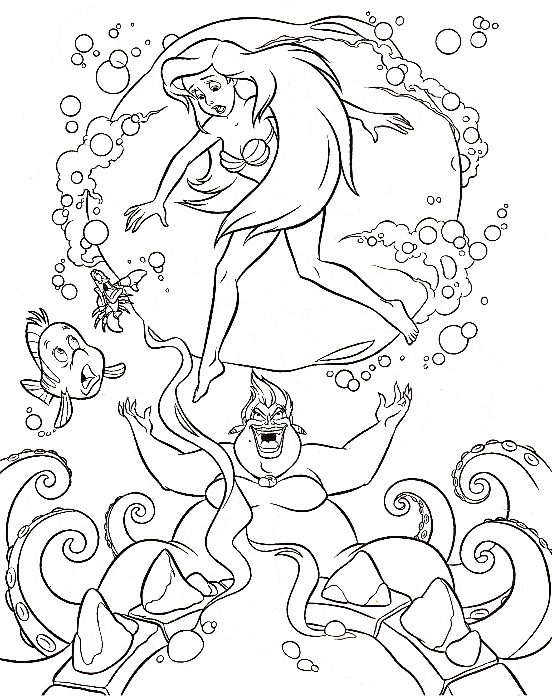 2095x2640 Insider Flounder And Sebastian Coloring Pages The Little Mermaid