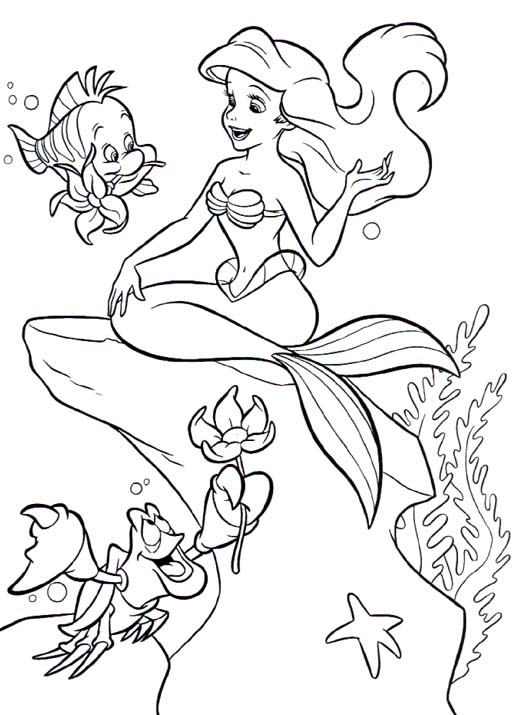 523x715 Little Mermaid Ariel With Her Friends, Flounder And Sebastian