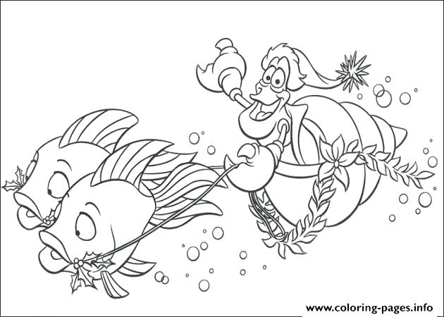 630x450 Sebastian Coloring Pages Riding Fishes Little Mermaid Coloring