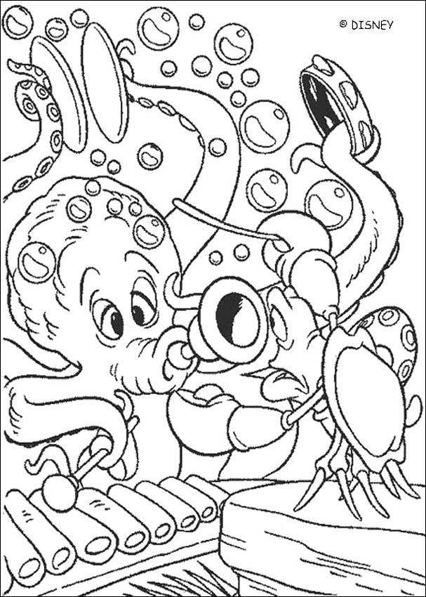 607x850 The Octopus And Sebastian Coloring Pages