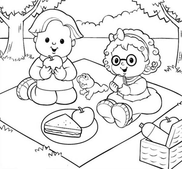 600x555 Little People Picnic With Friend Coloring Pages Batch Coloring