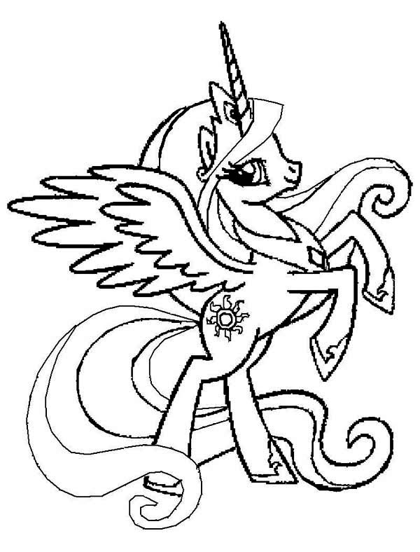 600x788 Princess Celestia Rearing In My Little Pony Coloring Page