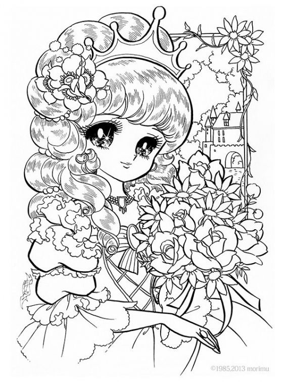 566x755 Online Kawaii Cute Little Princess Coloring Page Japanese Anime