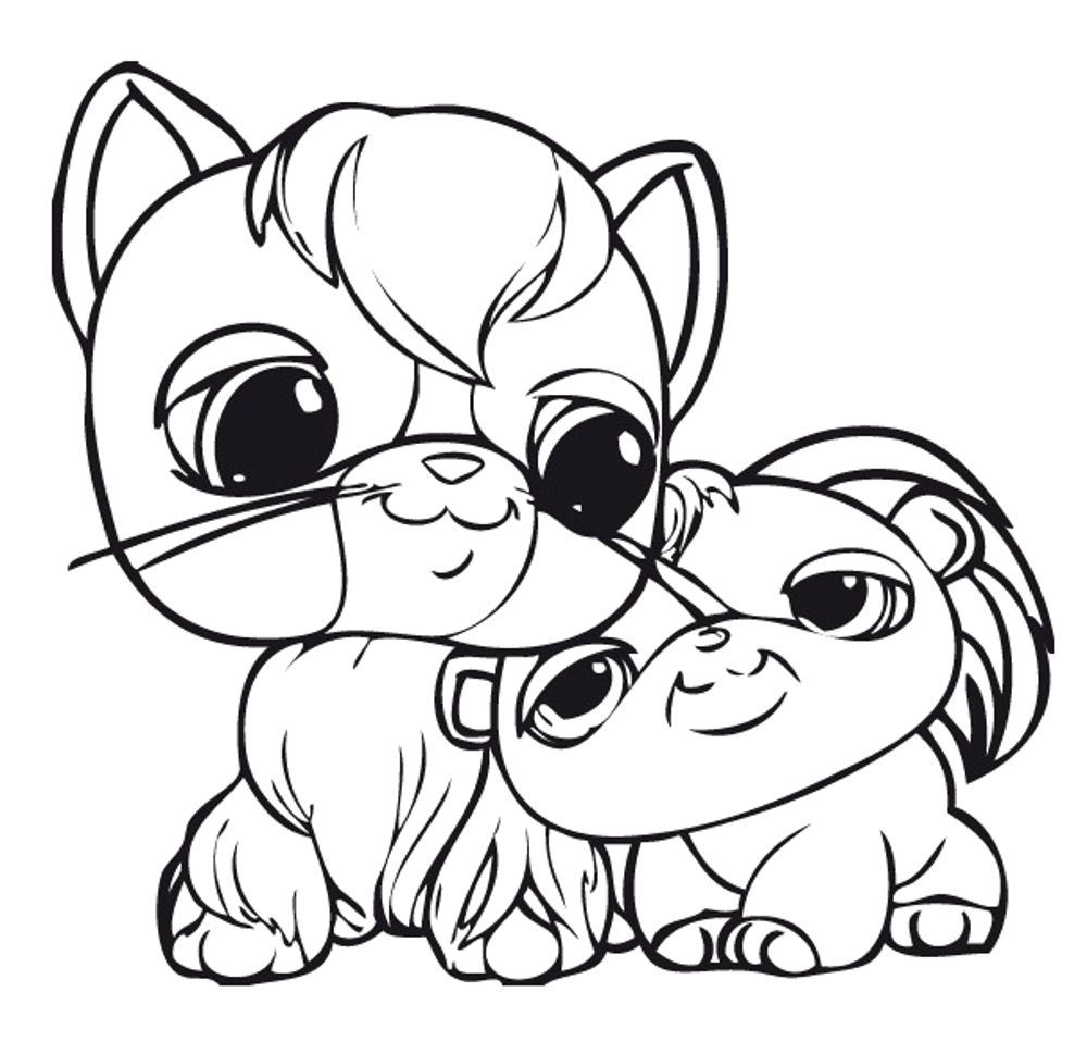 1000x969 Fascinating Littlest Pet Shop Coloring Pages Cat And Puppy