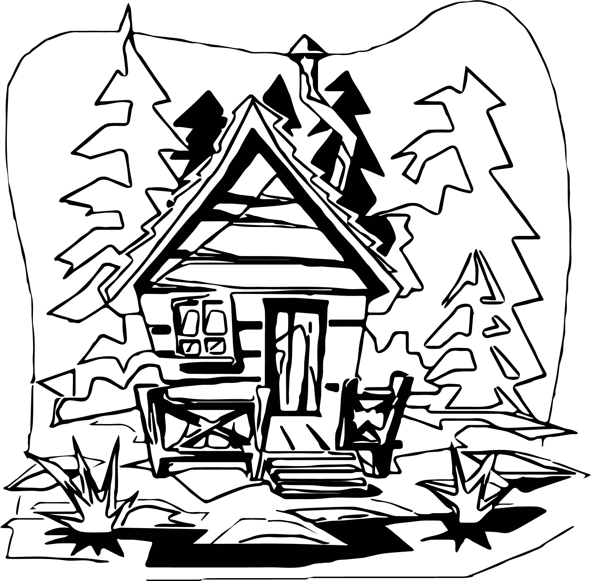 2044x2010 Log Cabin Coloring Page