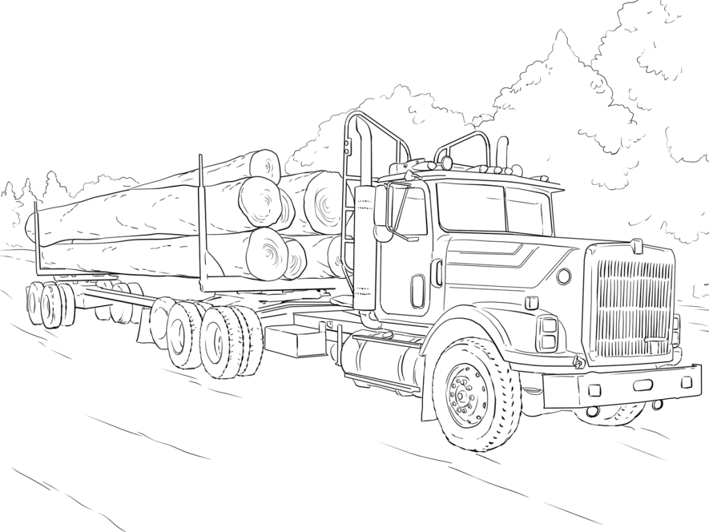 1024x768 Log Truck Coloring Pages Printable Coloring For Kids