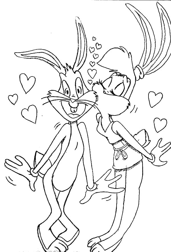 600x886 Lola Bunny Kiss Bugs Bunny Coloring Pages