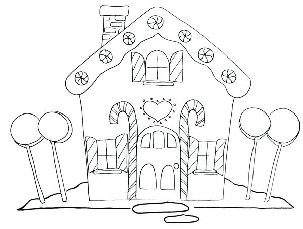 600x454 Lollipop Coloring Pages Gingerbread House And Four Big Lollipop