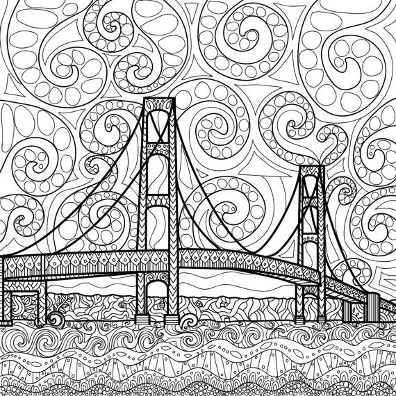 570x570 Printable Coloring Page Zentangle Mackinac Island Coloring Book