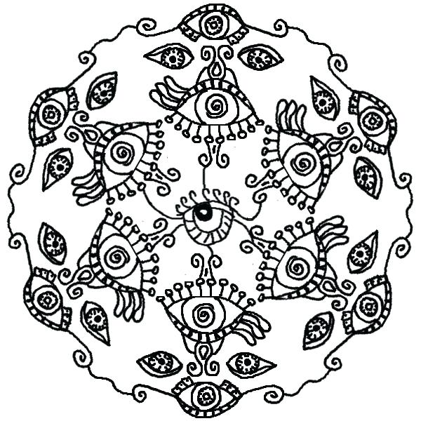 600x600 Eyeball Coloring Page All Seeing Eye Mandala Coloring Pages London