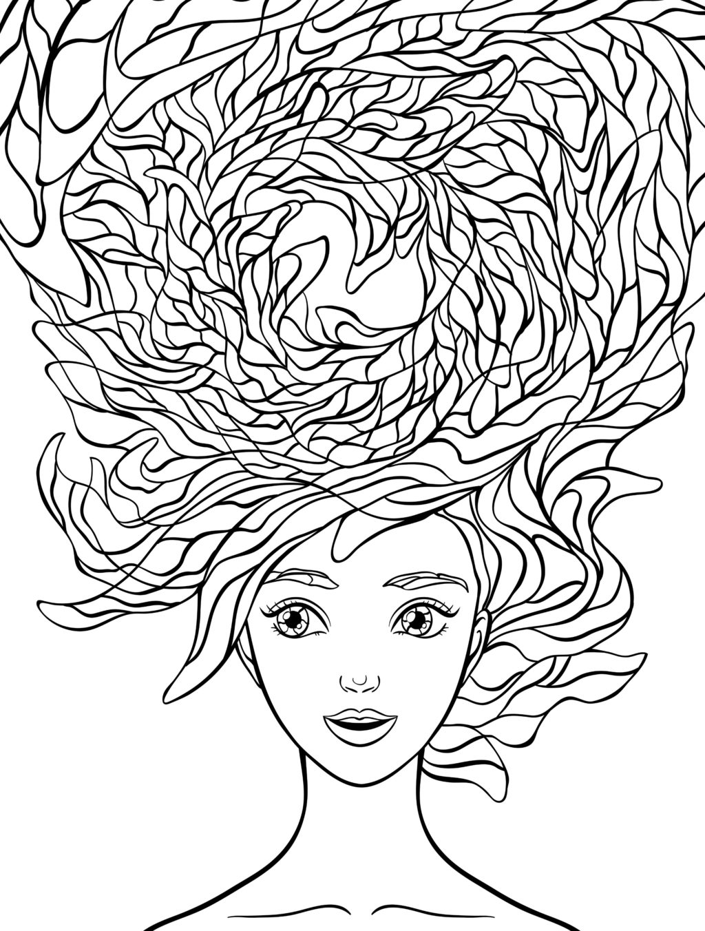 1024x1352 Manga Girl Long Hair Coloring Pages Sketches Bdefaadbfa Adult