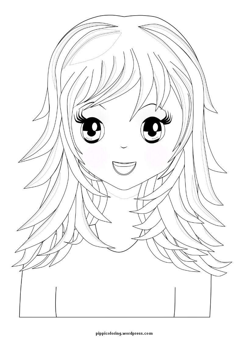 794x1123 Manga Girl With Long Hair Pippi's Coloring Pages
