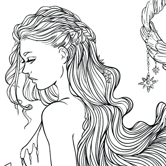 570x570 Coloring Pages Coloring Pages Printable Coloring Long Hair