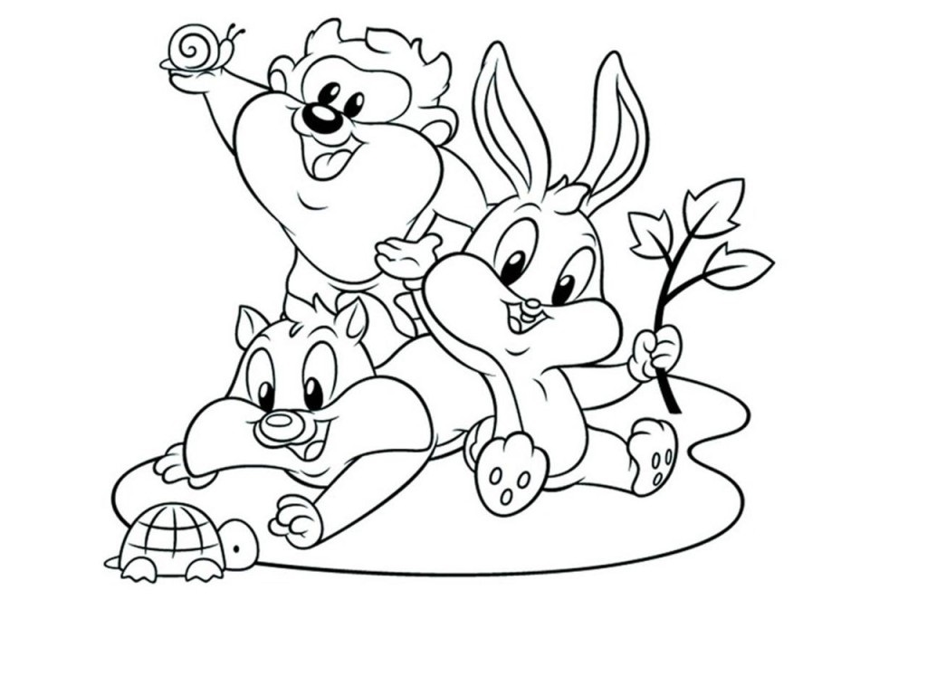 1024x768 Looney Tunes Coloring Pages Baby Free Printable Download Kids