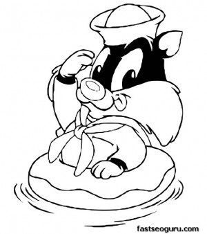 300x338 Printable Baby Looney Tunes Baby Sylvester Coloring Pages