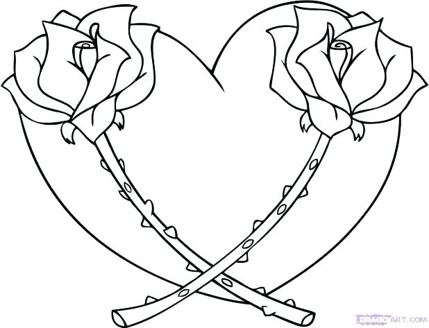 618x473 Heart Coloring Pages Printable Roses And Hearts Coloring Pages