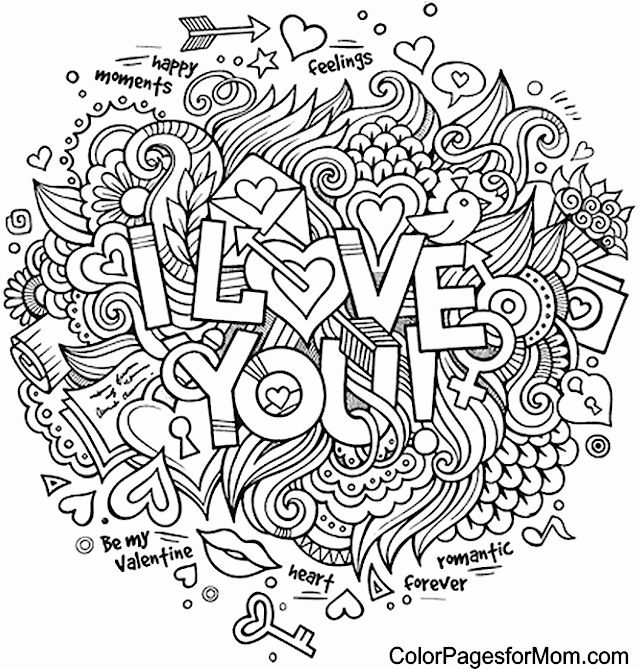 640x669 Love Mandala Coloring Pages Vitlt I Love You Coloring Pages