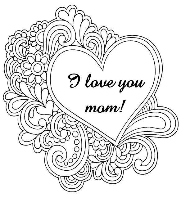 583x638 Adult Coloring Pages Mother's Day