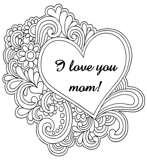 583x638 I Love You Mom Coloring Pages