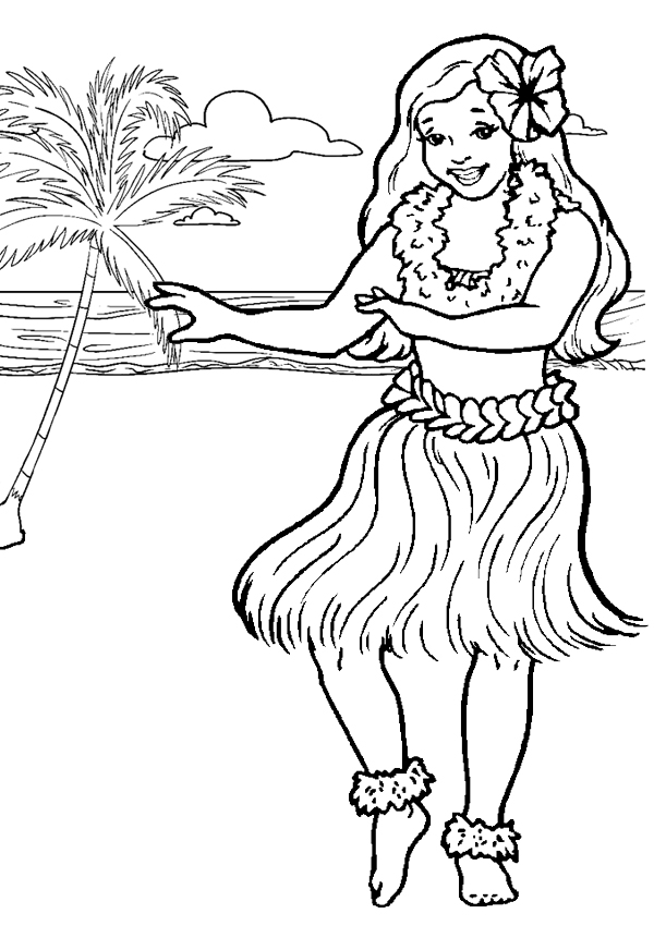 600x850 Comely Hula Girl Coloring Page Colouring For Beatiful Innovative