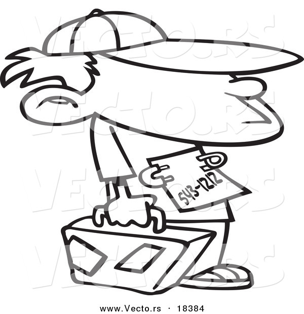 600x620 Vector Of A Cartoon Runaway Boy With Luggage