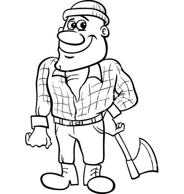 380x400 Fairy Tale Lumberjack Coloring Page Vector