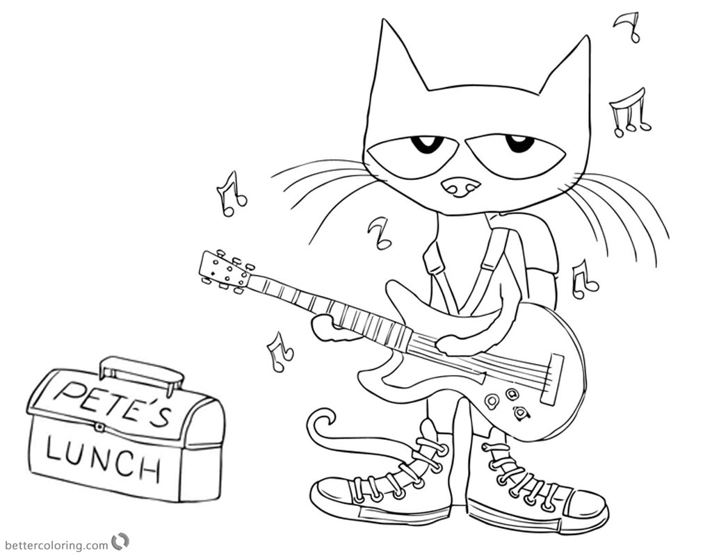 1024x800 Reduced Pete The Cat Coloring Pages Play Guita