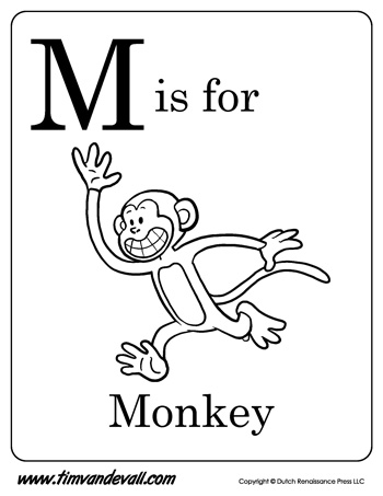 350x453 M Is For Monkey Letter M Coloring Page Pdf