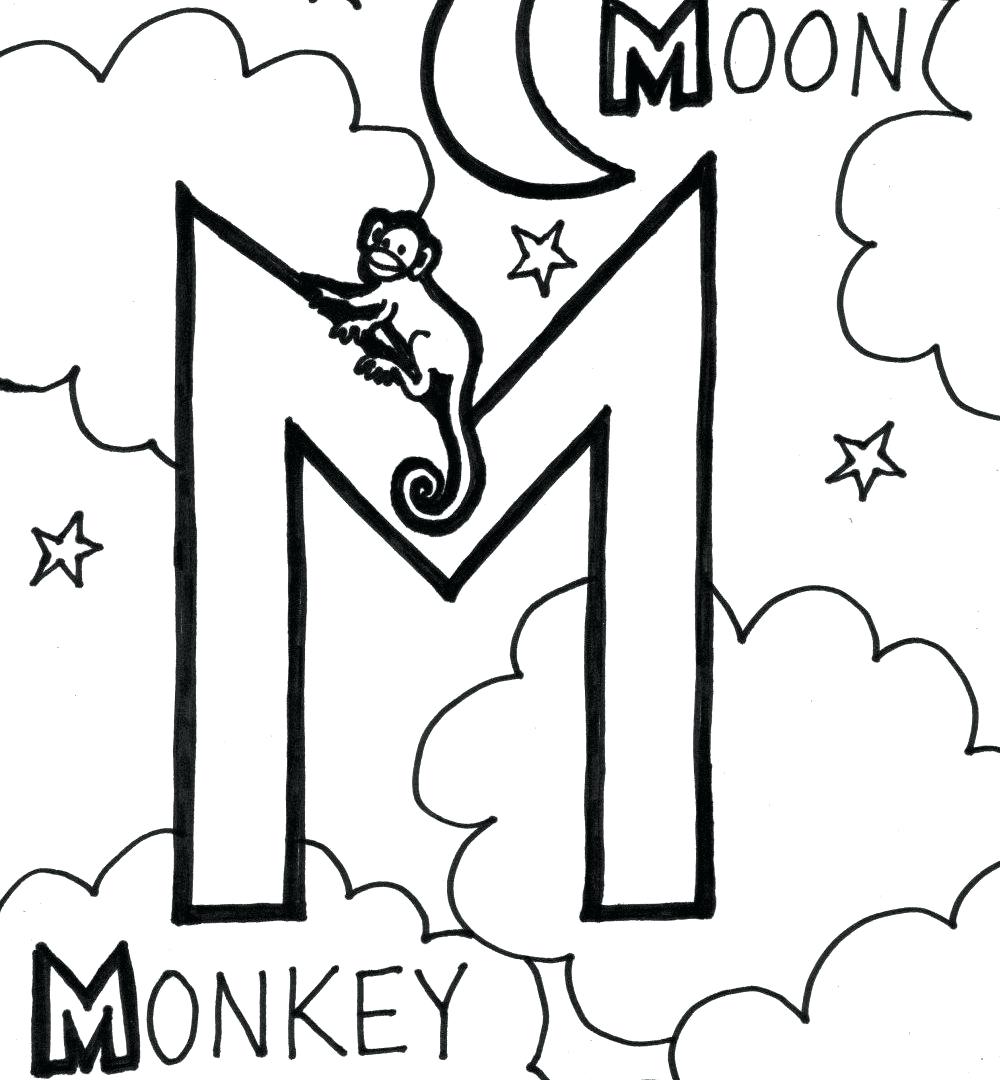 1000x1080 Coloring Page Letter M Coloring Page Cool Pages For Monkey