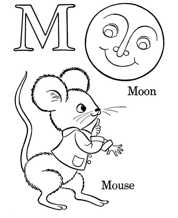 600x734 Letter M, Words Starts With Letter M Coloring Page Words Starts