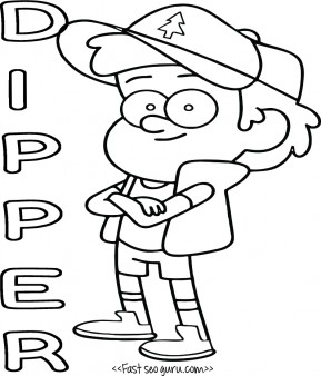 289x338 Printable Gravity Falls Dipper Pines Coloring Pages For Kids